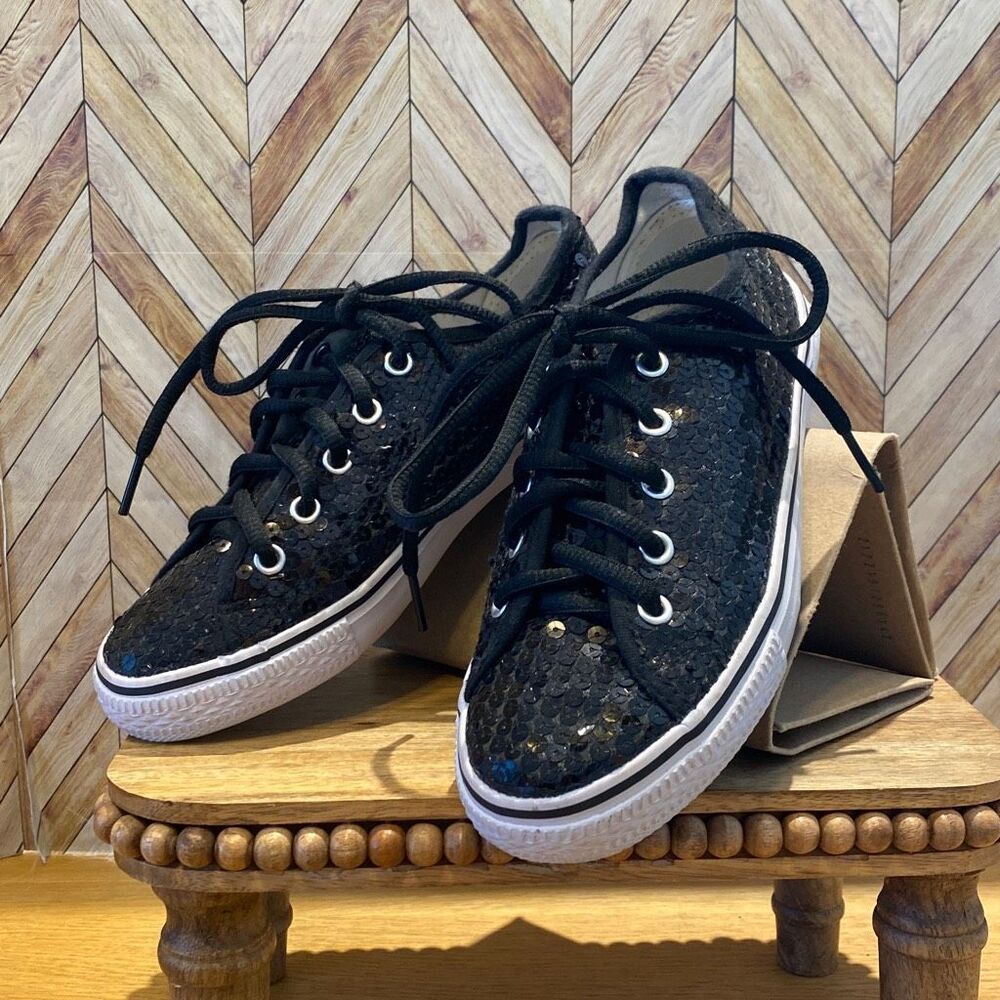 BALERA Dance Shoes BLACK SEQUIN, White Rubber Sole Youth Size 3AM Style: WL6033
